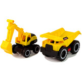 Speelgoed vrachtwagen - 62x10x17cm - met graafmachine - geel