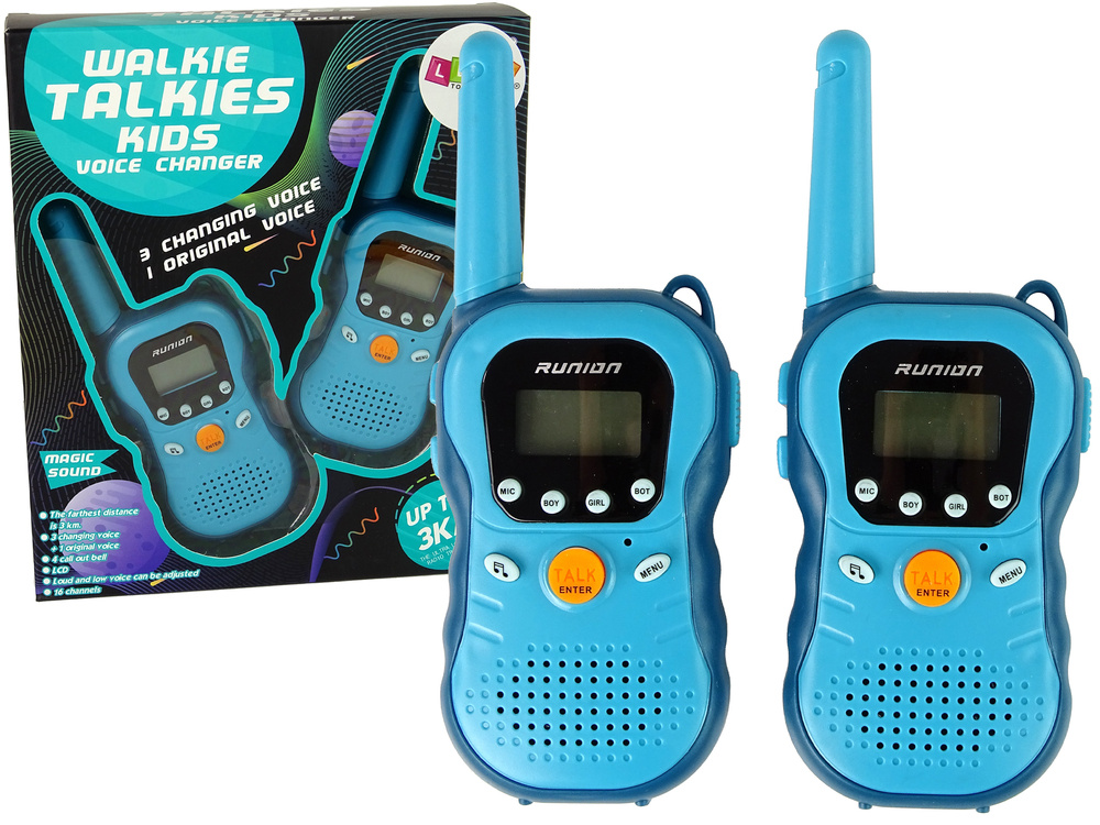 Walkie talkies - 5,5x15x2,5cm - set van 2 - tot 3km - blauw