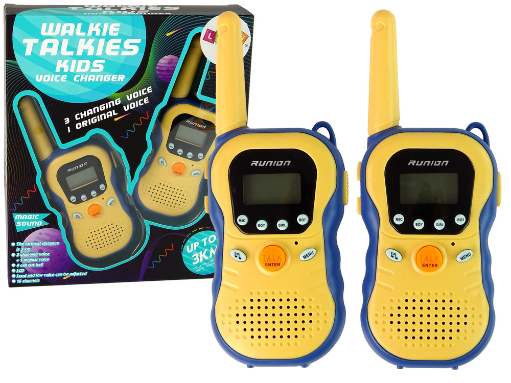 Walkie talkies - 5,5x15x2,5cm - set van 2 - tot 3km - geel