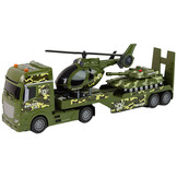 Speelgoed vrachtwagen - 19x6x7,5cm - met helikopter & tank