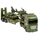 Speelgoed vrachtwagen - 19x6x7,5cm - met helikopter & tank