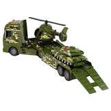 Speelgoed vrachtwagen - 19x6x7,5cm - met helikopter & tank