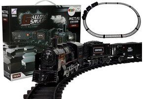 Treinbaan - 103x78cm - metaal - geluids- en stoomeffect - zwart