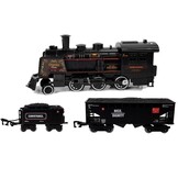 Treinbaan - 103x78cm - metaal - geluids- en stoomeffect - zwart