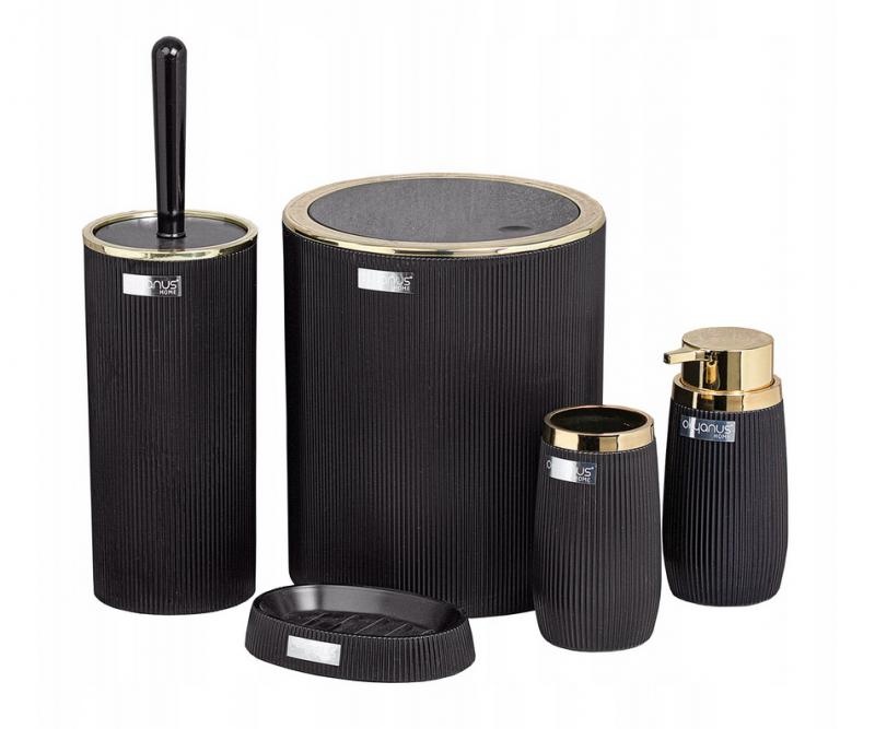 Zwart gouden badkameraccessoires set - 5-delig
