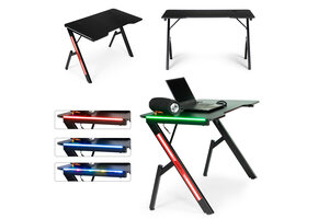 Gaming bureau - met LED - zwart - 120x60x75cm