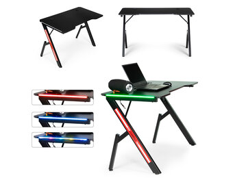 Gaming bureau - met LED - zwart - 120x60x75cm