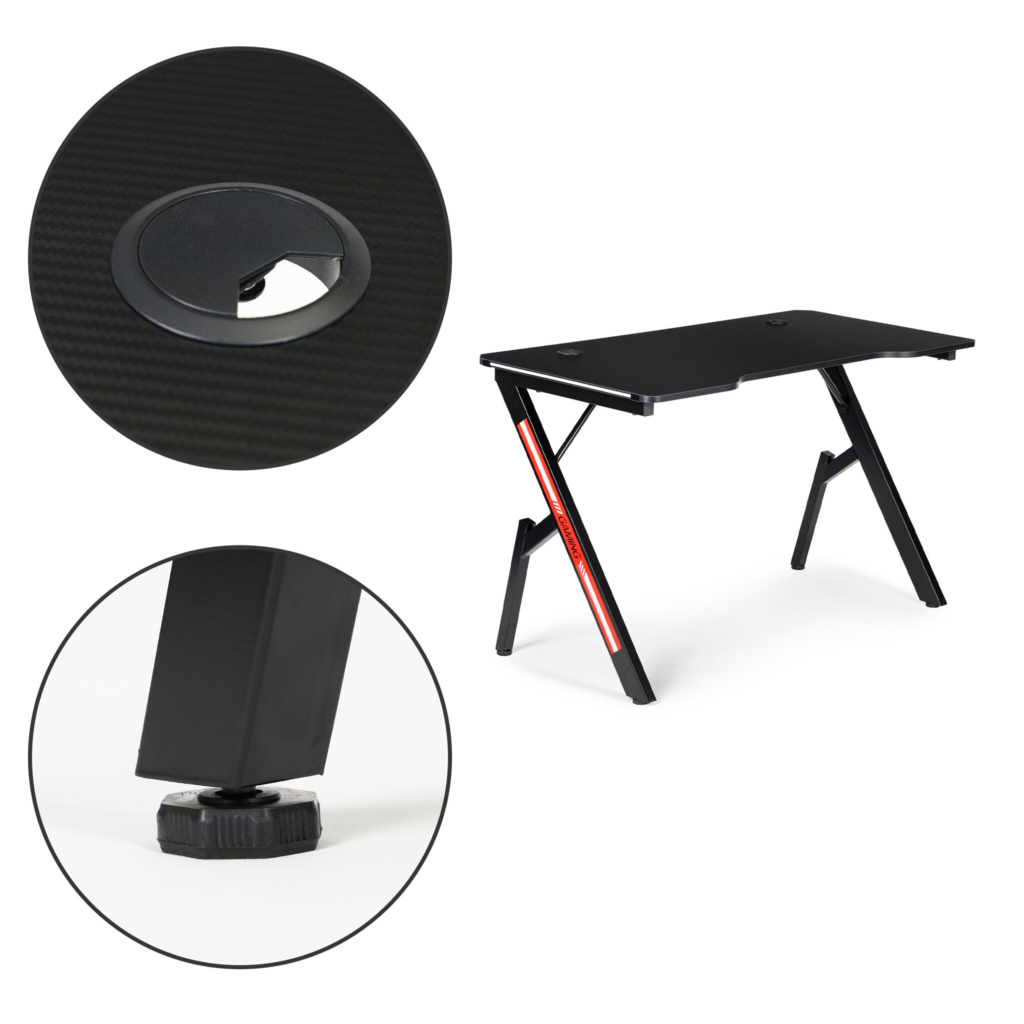 Gaming bureau - met LED - zwart - 120x60x75cm