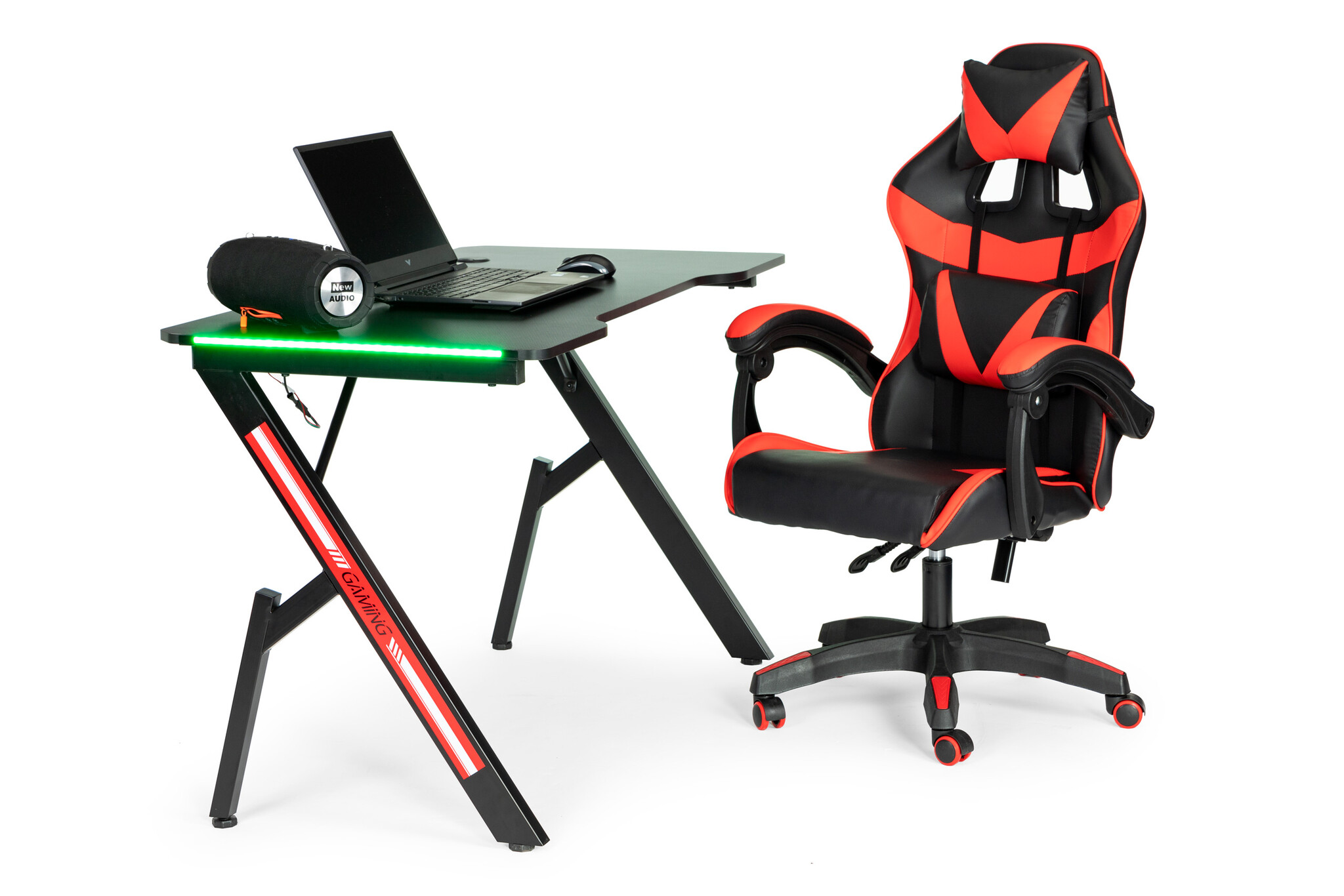 Gaming bureau - met LED - zwart - 120x60x75cm