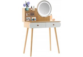 Kaptafel - LED spiegel - wit - hout - 80x40x120cm