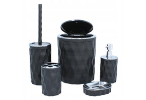 Zwarte badkameraccessoires set - 5-delig