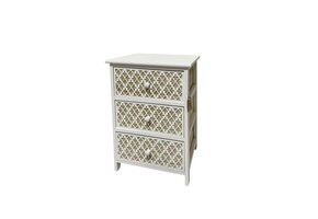 Ladekast - wit - houtsnijwerk - 40x29x58cm - 3 laden