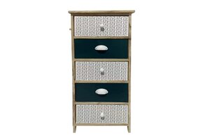 ladekast - 5 laden - saffier - 40x29x90cm