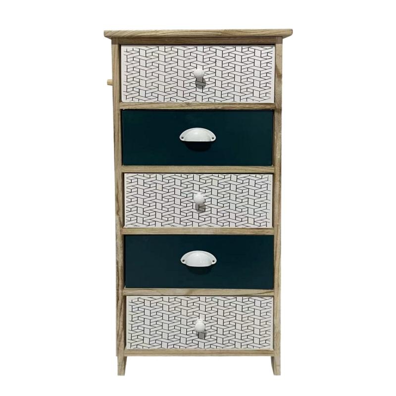 ladekast - 5 laden - saffier - 40x29x90cm