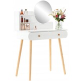 Kaptafel - spiegel - wit - hout - 80x40x120cm