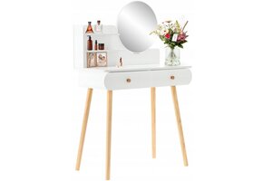 Kaptafel - spiegel - wit - hout - 80x40x120cm