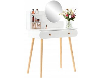 Kaptafel - spiegel - wit - hout - 80x40x120cm