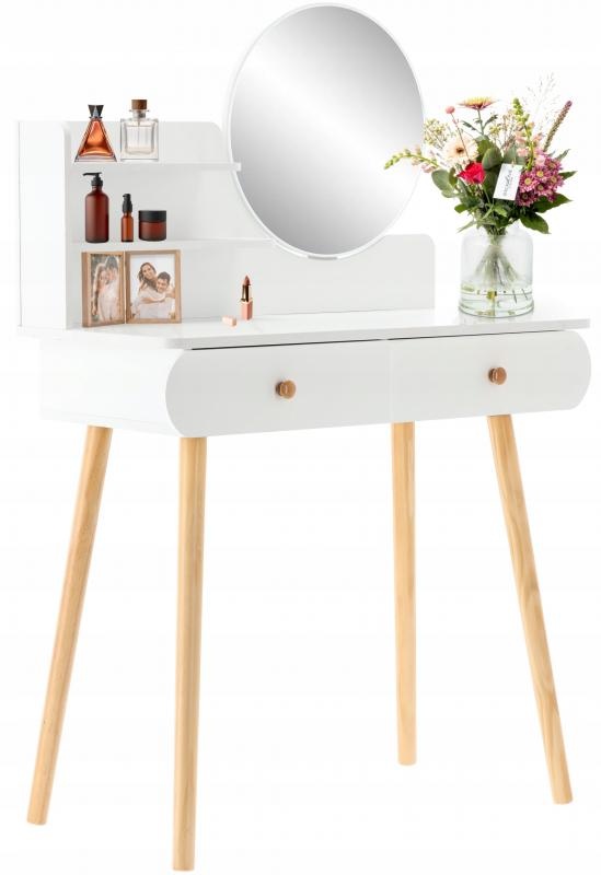 Kaptafel - spiegel - wit - hout - 80x40x120cm