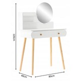 Kaptafel - spiegel - wit - hout - 80x40x120cm