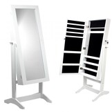 Sieradenkast - met spiegel - wit - hout - 30x24x80cm