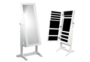 Sieradenkast - met spiegel - wit - hout - 30x24x80cm