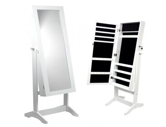 Sieradenkast - met spiegel - wit - hout - 30x24x80cm