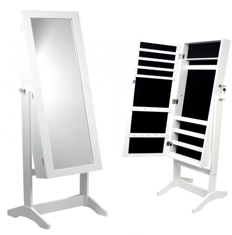 Sieradenkast - met spiegel - wit - hout - 30x24x80cm