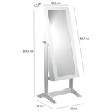 Sieradenkast - met spiegel - wit - hout - 30x24x80cm