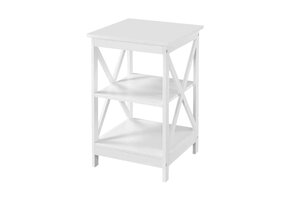 Wit bijzettafeltje - met planken - wit - hout - 40x40x61cm