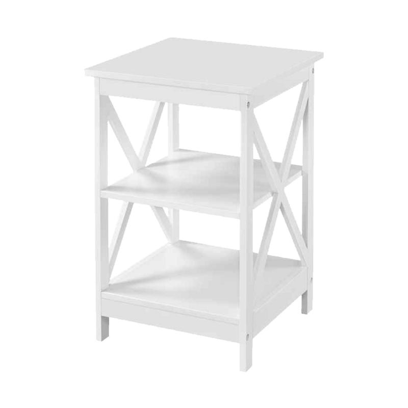 Wit bijzettafeltje - met planken - wit - hout - 40x40x61cm