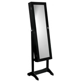 Sieradenkast - met spiegel - zwart - 41,5x36,5x147cm