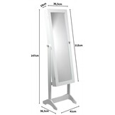 Sieradenkast - met spiegel - zwart - 41,5x36,5x147cm