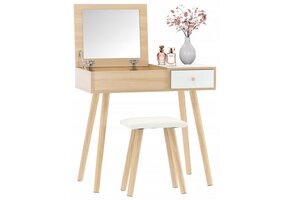 Kaptafel met krukje - retro - hout - 80x40x114cm