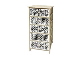 Ladenkast wit houtsnijwerk - 40x29x90cm - 5 laden