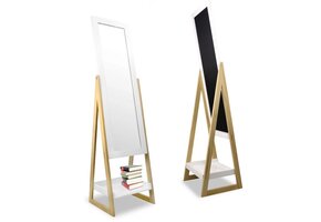 Staande spiegel - met plank - wit - hout - 149x45x5cm