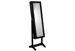 Sieradenkast - met spiegel - zwart - 34x35,5x140cm