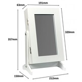 Sieradenkastje met spiegel - zwart - 21x15x35cm