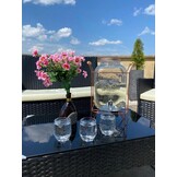 Rattan tuinmeubelset - zwart met beige kussens - bank, 2 fauteuils, tafel