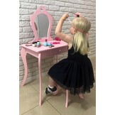 Roze kaptafel - met spiegel en krukje - 80x40x135 cm