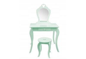 Kaptafel met krukje - mintgroen - spiegel