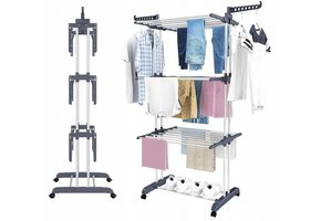 Staand droogrek - 75x126 cm - inklapbaar - wit grijs