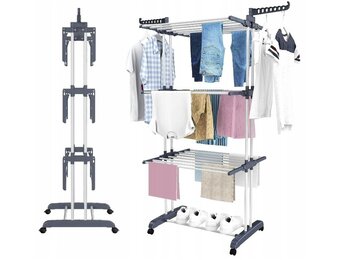 Staand droogrek - 75x126 cm - inklapbaar - wit grijs