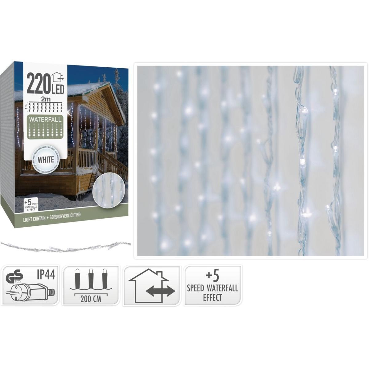 Kerstverlichting waterval gordijn - LED koud wit - 220 LEDs