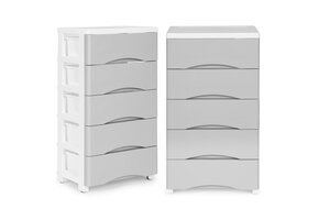 Ladekast op wielen - grijs - 5 lades - 75x27x39 cm