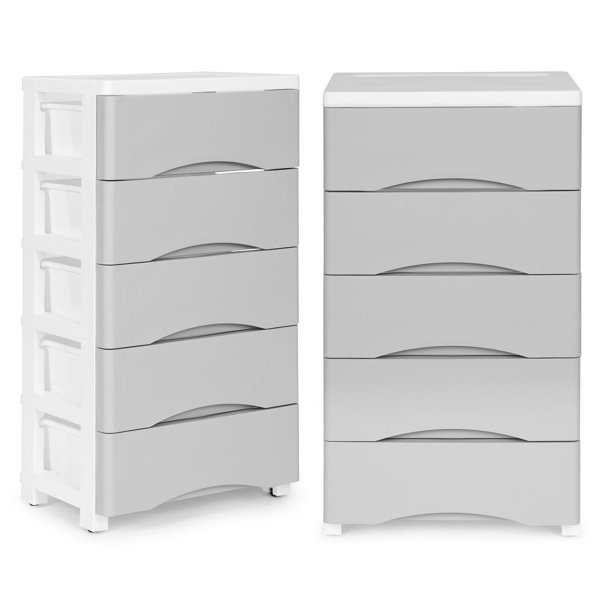 Ladekast op wielen - grijs - 5 lades - 75x27x39 cm