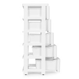 Witte ladekast op wielen - 5 lades -  75x27x39 cm