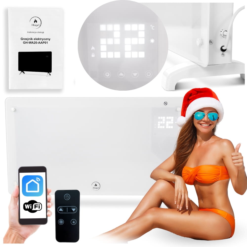 Elektrische glazen convectorkachel - 78x50x8 cm