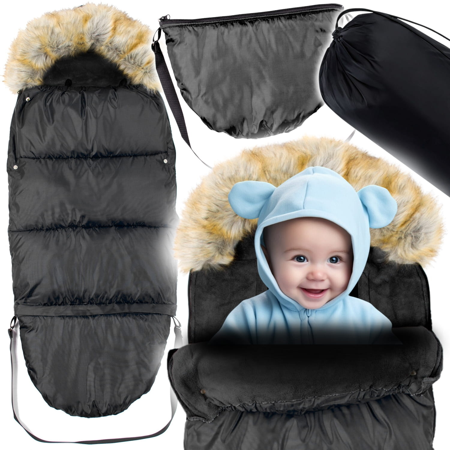 Voetenzak voor kinderwagen - incl. tas - 110x45 cm