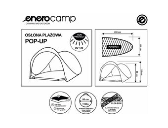 Pop-up strandtent - 200x120x110/90 cm - blauw