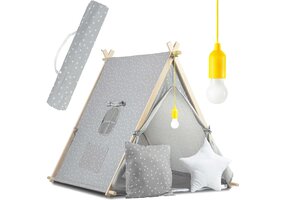 Speeltent kinderen - grijs - Nukido-lamp - 116x107x110 cm